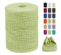CAMAL Hilo de rafia para tejer bolsas, 2 mm x 300 m, hilo de papel trenzado de rafia, hilo de papel suave, rafia, para tejer bolsas, gorro de playa, manualidades (verde claro)