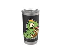 Camaleón de rugby con dibujos animados de pelota Vaso térmico de acero inoxidable de doble pared