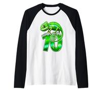 Camaleón para fiesta de cumpleaños número 10 de lagarto para niños de 10 años Camiseta Manga Raglan