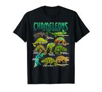 Camaleones del Mundo Educativo Reptil Lagarto Amante Camiseta gráfica económica, Hombre, Negro, S