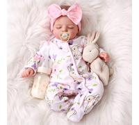 CAMANDY Muñeca Reborn 50 cm - Bebé Reborn Niña Bebes Reborn Realista con Cuerpo de Tela, Muñeco Durmiendo con Accesorios de Ropa para Niñas de 3 Años o más