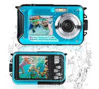 Camara Acuatica, Comius Sharp Camara Acuatica Sumergible Niños 10FT 30MP Foto FHD Video 16X Digital Zoom con Tarjeta Memoria 32 G y Selfie Doble Pantalla para Selfie Bajo el Agua, Natación, Buceo