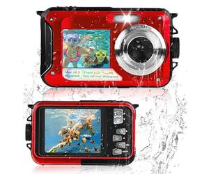 Cámara Acuática Comius Sharp Sumergible para Niños 10FT 30MP FHD Foto y Video 16X Zoom Digital con Tarjeta 32GB y Selfie Pantalla Doble para Natación y Buceo