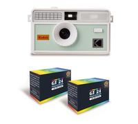 Cámara analógica Agfaphoto Kodak I60 Blanco y Verde con 2 rollos de película color