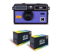Cámara analógica Agfaphoto Kodak I60 negra azul pack película color 35 mm