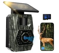 Camara Caza Fototrampeo, Cámara de Caza con Envio al Movil APP WiFi Camara Caza Vision Nocturna 48MP Solar Cámara Fototrampeo con Batería de 5200 mAh, 0.1s Velocidad de Disparo Caza Impermeable IP66
