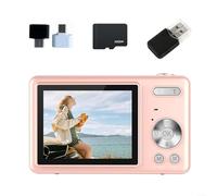 Cámara CCD, económica para estudiantes, capacidad para selfies, alta resolución, cámara digital retro, cámara compacta (rosa 32G)