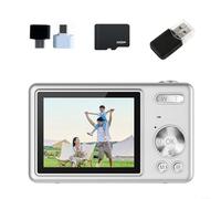 Cámara CCD, económica para estudiantes, capacidad para selfies, alta resolución, cámara digital retro, cámara compacta (plata 32G)