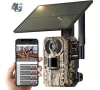 Camara Celular con Energía Solar 3G/4G LTE para con Transmisión de 2.7K, Activación por Movimiento de 0.2s, Visión Nocturna, Almacenamiento en SD/ y Tarjeta SIM Incluida - Cámara para Caza y al