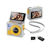 Cámara compacta de pulgar de 32 GB, tarjeta incluida, pantalla transparente de 1.47 pulgadas de alto, 21 para fotografía de acción selfie, cámara espía pequeña con pantalla