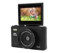 Cámara Compacta, Zoom 18x UHD 4K Pantalla Abatible IPS de 3 Pulgadas Función de Pausa de Video Enfoque Automático Cámara Digital Retro para Principiantes para Fotografía (Black)