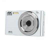 Cámara con Zoom Digital 16X para Fotografía de Viajes, Cámara 4K de 44 MP con Pantalla de 2,8 Pulgadas, Cámara HD con Carcasa de Plástico a Prueba de Golpes para Fotografía para (Plata)