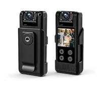 Cámara Corporal HD 4K, Cámara Corporal WiFi con Grabación de Audio y Vídeo, Grabadora de Vídeo Portátil con Lente Giratoria de 180°, Visión Nocturna, Mini Cámara con Clip Trasero