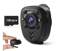 Cámara Corporal integrada de 128 GB, Tarjeta de Memoria 1080P, grabadora de Video de policía, portátil, cámara Web de Seguridad con Clip de Bolsillo de visión Nocturna, cámara IR para el hogar, al