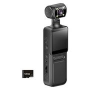 Cámara corporal WiFi 4K, videocámara de mano, estabilización de 180 grados, lente giratoria de 180 grados con pantalla LCD para grabadora de conducción al aire libre