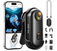 Cámara de acción 4K, cámara corporal mejorada 2025 WiFi POV, cámara de tamaño pulgar con funda impermeable, cámara deportiva portátil, mini cámara corporal para caminar, pesca, vlogging, ciclismo