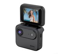 Cámara de acción 4K con vista panorámica de 360 grados y estabilización de imagen para ciclismo, con pantalla abatible de 2.0 pulgadas, carga rápida tipo C, lente HD, color blanco (negro)