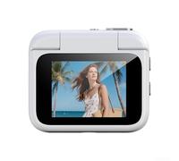 Cámara de acción 4K HD con pantalla abatible y 360 grados para vista panorámica, estabilización de imagen HD para ciclismo y vlogging, compatible con montaje en el pecho, batería larga (blanco)