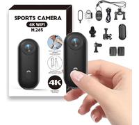 Cámara de acción 4K Mini Body Cam Deportiva POV 170° Cámara de vídeo portátil impermeable 360 grados clip giratorio deporte cámara profesional imán acción cam para ciclismo pesca motocicleta Vlog