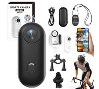 Cámara de acción, cámara de acción deportiva 4K UHD, montaje del tamaño del pulgar en cualquier lugar, con clip magnético, funda impermeable y soporte, para ciclismo, buceo, viajes, pesca (negro, 128G