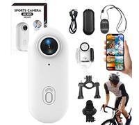 Cámara de acción, cámara de acción deportiva 4K UHD, montaje del tamaño del pulgar en cualquier lugar, con clip magnético, funda impermeable y soporte, para ciclismo, buceo, viajes, pesca (blanco