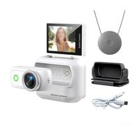 Cámara de acción compacta 4K WiFi antivibración montaje magnético tamaño pulgar para ciclismo vlogging - Cámara deportiva portátil de 6,7 cm (blanco)