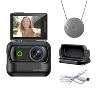 Cámara de acción compacta 4K WiFi antivibración montaje magnético tamaño pulgar para ciclismo vlogging - Cámara deportiva portátil de 6,7 cm (negro)