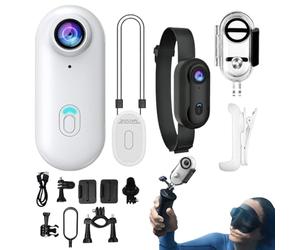 Cámara de acción de pulgadas - Resolución 4K Mini cámara Body, camé ra Collar Portátil, Dispositivo Rotativo Magnético de 360 grados | Cámara para Aventuras de Esquí, Diseño Portátil Compacto Fácil