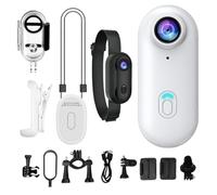 Cámara de acción de pulsador, cámara de cuello de 360 grados, rotatable, 4 K, resolución compacta, mini moto y bicicleta, pequeño cuerpo Worn POV CameraTool para Underwater Sports Streaming Vloggin