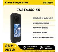 Cámara de Acción Insta360 X5 360 ° Lente de Cámara Deportiva Resistente al Agua 8K 30Fps 360 ° Cámara Deportiva de Ultra Alta Definición para Grabación de Video, Nueva X5 Essentials Combo