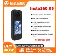 Cámara de Acción Insta360 X5, Nueva Versión, 8K 30Fps, Lentes Intercambiables, Triple Chip de IA, Rendimiento en Condiciones de Baja Luminosidad, 185 Minutos de Duración de Batería, Insta 360 X5 Insta