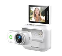 Cámara de acción panorámica compacta, antivibración, WiFi, mini cámara deportiva, pantalla abatible de 2 pulgadas con correa magnética para el cuello para disparar en primera persona