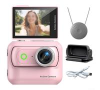 Cámara de acción panorámica, compacta, tamaño pulgar, en tiempo real, antivibración, WiFi, vista previa, desmontable, soporte magnético, ABS, ligera, para casco, bicicleta, pecho multicolor (rosa)