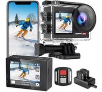 Cámara de Acción Speed 20 con Pantalla Dural 4K 60FPS, Cámara Submarina para Buceo a Superficie 40M, Cámara Impermeable con Estabilización EIS, Control Remoto Inalámbrico, Zoom 5X, Gran Angular 170°