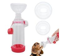Cámara de Aerosol para Mascotas,Inhaler de Gato Inhaler portátil,Cámara inhalación para Gatos Perros,Espaciador inhalador Mano,máscaras 2 tamaños,con la Respiración y la Administración (Rosa)