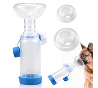 Cámara de Aerosol para Mascotas,Inhaler de Gato Inhaler portátil,Cámara inhalación para Gatos Perros,Espaciador inhalador Mano,máscaras 2 tamaños,con la Respiración y la Administración (Azul)