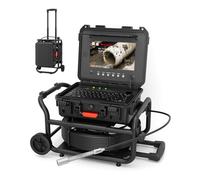 Cámara de Alcantarillado 50m, Cámara de Inspección de Tuberías de Drenaje con Contador de Metros, Autonivelación, Transmisor de 512Hz y Teclado USB, Endoscopio Tuberias Profesional con Mango Retráctil