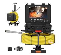 Cámara de alcantarillado, autonivelante con contador de distancia, boroscopio, cámara de inspección de tuberías con varilla de tracción, pantalla HD 1080P de 9 pulgadas, grabadora de audio, tarjeta de