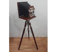 Cámara de Aspecto Vintage Antiguo, 120, 35 mm, Acabado Cromado y Madera marrón, réplica de Regalo Coleccionable de decoración de Estudio