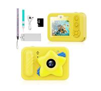 Cámara de Aventuras para niños Fotos de 48MP LCD de 2, 4, Yellow | Incluye correa para cuello con trípode, carga tipo C y tarjeta de 32 para actividades aire y