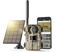 Cámara de Caza 4G LTE Solar con Tarjeta SIM, Fototrampeo 4K sin WiFi, Batería 10400mAh, Visión Nocturna 950nm IR Invisible, Audio Bidireccional, Activación 0.2s, IP66 Impermeable