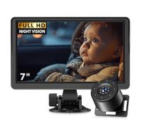 Cámara de coche para bebé de 7 pulgadas, 1080p IR visión nocturna espejo de coche para bebé con gran angular de 178°, pantalla IPS HD, monitor de orientación trasera, conducción segura para nuevos