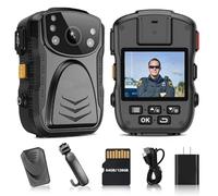 Cámara de cuerpo PatrolMaster 1296P UHD con audio, pantalla de 2 pulgadas, visión nocturna, impermeable, a prueba de golpes, cámara de cuerpo desgastada con diseño compacto, cámara de policía para