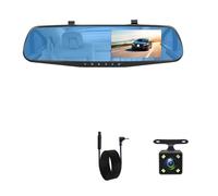 Cámara de dashcam Cámara de salpicadero DVR para Coche 4,3 Pulgadas con Espejo retrovisor, grabadora vídeo cámara Frontal y Trasera Dash Camera para Coches(with 6M RCC,64G)