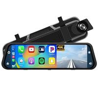 Cámara de dashcam Grabadora de conducción 10 Pulgadas 4K 3840 * 2160P Carplay Android Auto GPS WiFi Espejo retrovisor cámara grabadora Dash Camera para Coches(4K-No Rear CAM)