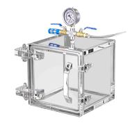 Cámara de desgasificación al vacío, kit de caja de desgasificación transparente con manómetro, válvula bidireccional, acrílico de alta transparencia, ventilación rápida, sellado hermético