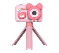 Cámara de doble lente de alta definición para niños, soporte ajustable, diseño de oso de dibujos animados, juguete para niños, fotografía, creatividad, oso, cámara de juguete con soporte