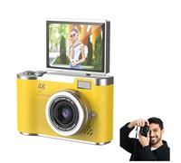 Cámara de estudiante de pantalla plegable 4K, apunta y dispara cámaras digitales con tarjeta TF de 32 GB, cámara portátil FHD 48MP 4K con zoom 8X, antivibración con pantalla abatible (solo cuerpo de