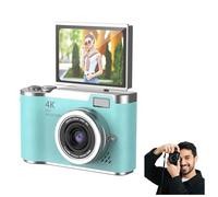 Cámara de estudiante plegable 4K, apunta y dispara cámaras digitales con tarjeta TF de 32 GB, cámara portátil FHD 48MP 4K con zoom 8X, antivibración con pantalla abatible (verde, solo cuerpo de la