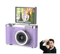 Cámara de estudiante plegable 4K, apunta y dispara cámaras digitales con tarjeta TF de 32 GB, cámara portátil FHD 48MP 4K con zoom 8X, antivibración con pantalla abatible (morado, solo cuerpo de la